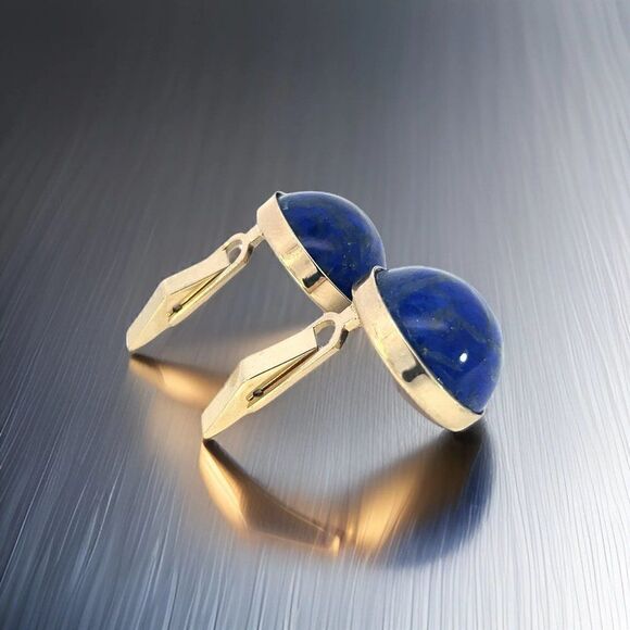 Natural Lapis Lazuli Cufflinks 14k Y Gold 40 CTW Certified 311039 - Picture 6 of 14